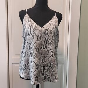 Express Snake-Print V-Neck Camisole in White and Gray